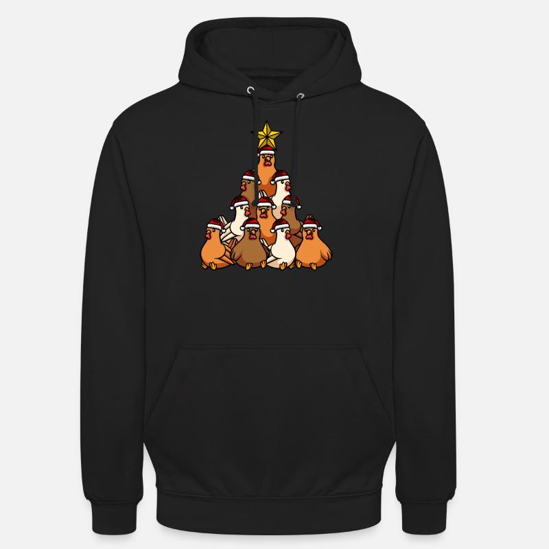 Arbre de Noël des poulets - Sweat-shirt à capuche unisexe - noir