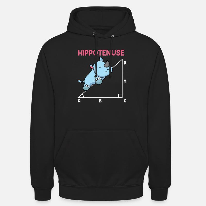 Hypoténuse Hippopotence Math - Sweat-shirt à capuche unisexe - noir