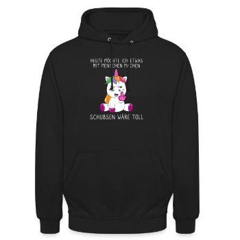 Heute Möchte Ich Menschen Schubsen - Unisex Hoodie - Schwarz - Vorne - Alina (178cm) & Michal (187cm)