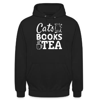 Katzen Bücher Tee I Buch Lesen Katzenliebhaber Buc - Unisex Hoodie - Schwarz - Vorne - Alina (178cm) & Michal (187cm)