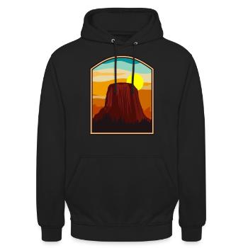 Devils Tower National Monument - Unisex Hoodie - Schwarz - Vorne - Alina (178cm) & Michal (187cm)
