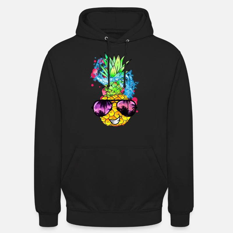 fruit d’ananas acidulé avec visage - Sweat-shirt à capuche unisexe - noir