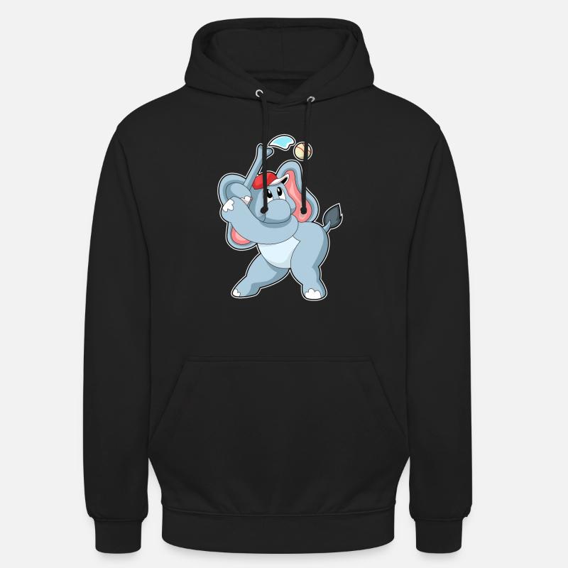 Elefant beim Baseball - Unisex Hoodie - Schwarz