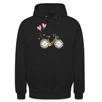 Daisy Bike Frauen Blume Fahrrad Garten - Unisex Hoodie - Schwarz - Vorne - Alina (178cm) & Michal (187cm)