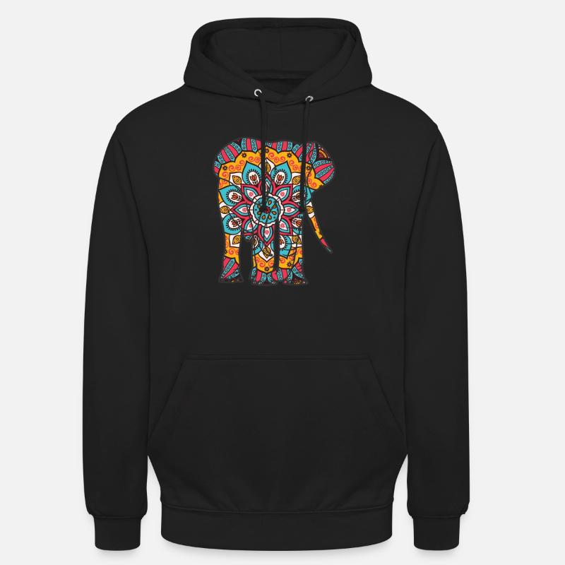 Mandala Elephant Geometre Pattern - Sweat-shirt à capuche unisexe - noir