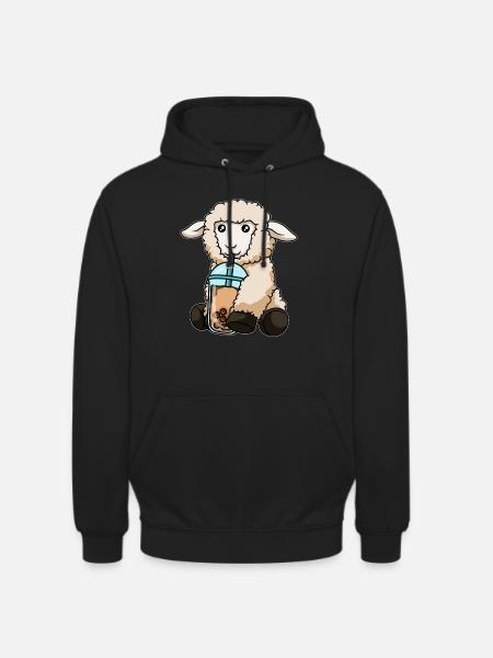 Sheep drinks bubble tea - Unisex Hoodie - black