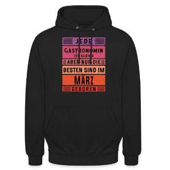 Restaurant Wirt Geburtstag März geboren - Unisex Hoodie - Schwarz - Vorne - Alina (178cm) & Michal (187cm)