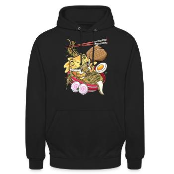 Kawaii Bärtiger Drache Ramen-nudeln Japanisches - Unisex Hoodie - Schwarz - Vorne - Alina (178cm) & Michal (187cm)