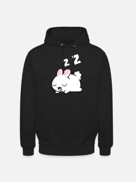 Sleeping Rabbit Sleeping Pajama Rabbit - Unisex Hoodie - black