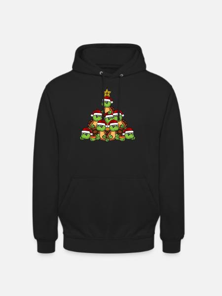 Turtle Christmas Tree - Unisex Hoodie - black