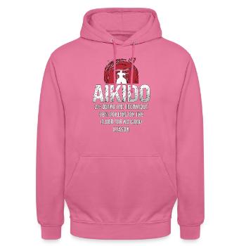 Aikido 2% Doing The Technique 98% Samurai Fighter - Unisex Hoodie - pink - Front - Alina (178cm) & Michal (187cm)