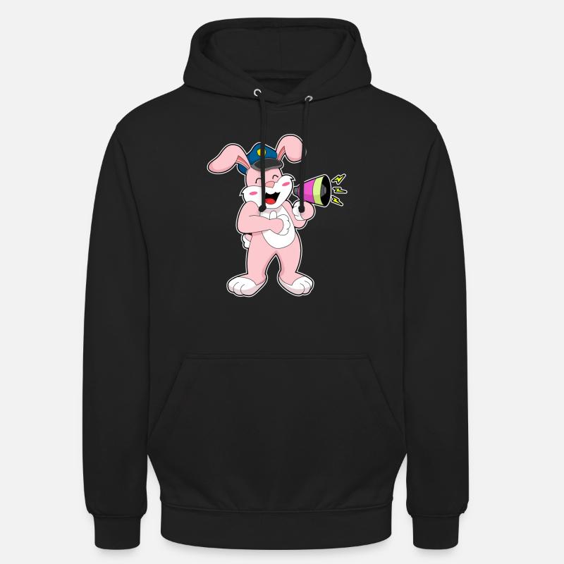 Rabbit Policier Microphone - Sweat-shirt à capuche unisexe - noir