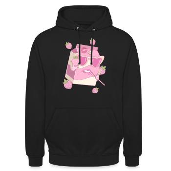 Coquette Esthétique Lait de Fraise Rose Centre-Ville - Sweat-shirt à capuche unisexe - noir - Devant - Alina (178cm) & Michal (187cm)