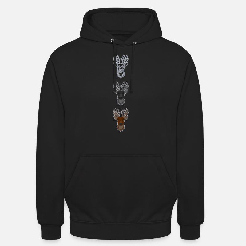 Rothirsch Geweih mit Hirschgeweih - Unisex Hoodie - Schwarz