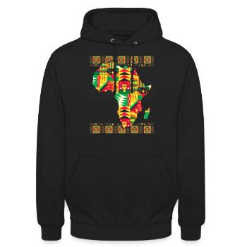 Carte africaine Kente Art Noir Afro - Sweat-shirt à capuche unisexe - noir - Devant - Alina (178cm) & Michal (187cm)