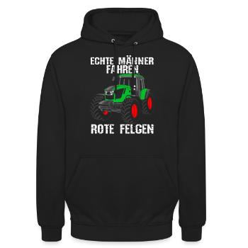 Traktor Landwirt Trecker Echte Männer fahren rote - Unisex Hoodie - Schwarz - Vorne - Alina (178cm) & Michal (187cm)