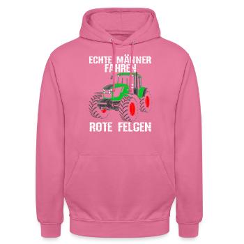 Traktor Landwirt Trecker Echte Männer fahren rote - Unisex Hoodie - Pink - Vorne - Alina (178cm) & Michal (187cm)