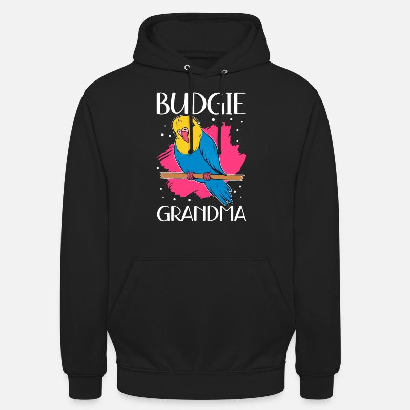 Budgerigar Grand-mère Budgerigars Cadeau - Sweat-shirt à capuche unisexe - noir