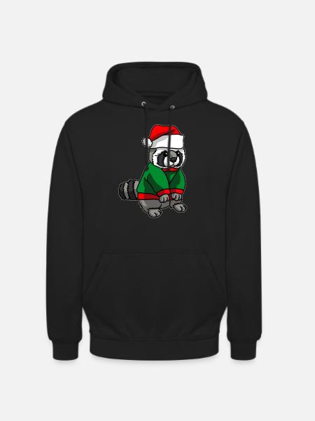Waschbär mit Christmas Sweater - Unisex Hoodie - Schwarz