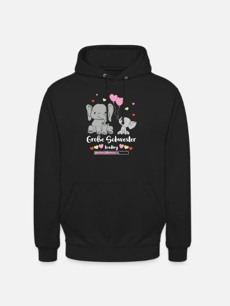 Große Schwester Loading Elefant - Unisex Hoodie - Schwarz