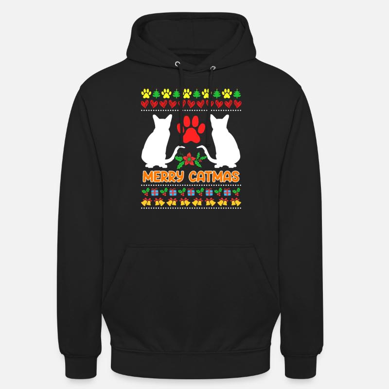 Chats de Noël moches - Sweat-shirt à capuche unisexe - noir