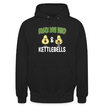 Kettlebell Cardio Avocardio & Kettlebells Vegan - Unisex Hoodie - Schwarz - Vorne - Alina (178cm) & Michal (187cm)