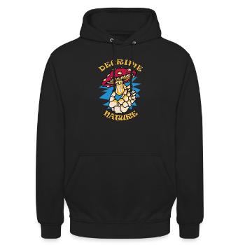 Decrime Nature Colorful Magic Mushroom Skeleton - Unisex Hoodie - black - Front - Alina (178cm) & Michal (187cm)