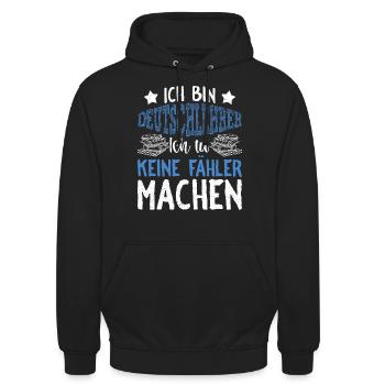 Ich Bin Deutschlehrer Schule Grammatik Grammatiker - Unisex Hoodie - Schwarz - Vorne - Alina (178cm) & Michal (187cm)