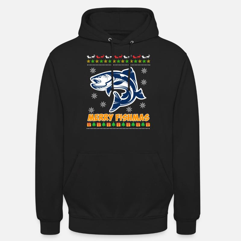 Ange Noël Joyeux Poissonnier Pêcheur - Sweat-shirt à capuche unisexe - noir