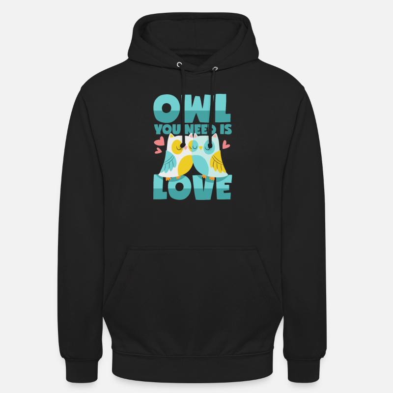 Amour des hiboux - Sweat-shirt à capuche unisexe - noir