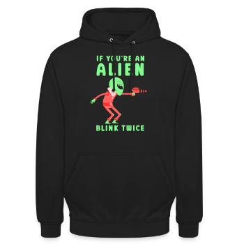 Si vous êtes un extraterrestre, clignez des yeux deux fois astronaute - Sweat-shirt à capuche unisexe - noir - Devant - Alina (178cm) & Michal (187cm)