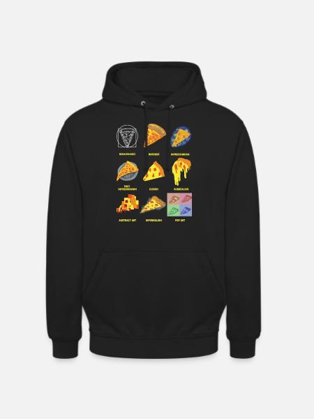 Historie af klassisk kunst sjov pizza - Hættetrøje unisex - sort