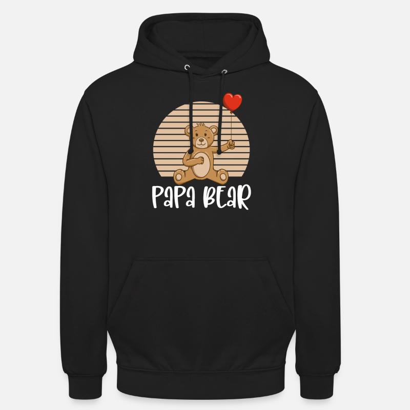 Papa Ours - Sweat-shirt à capuche unisexe - noir