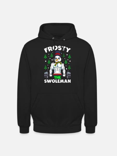 Ugly Christmas Bodybuilder Snowman - Unisex Hoodie - black