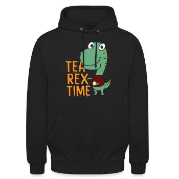 Tea Rex Time Outfit - Unisex Hoodie - Schwarz - Vorne - Alina (178cm) & Michal (187cm)