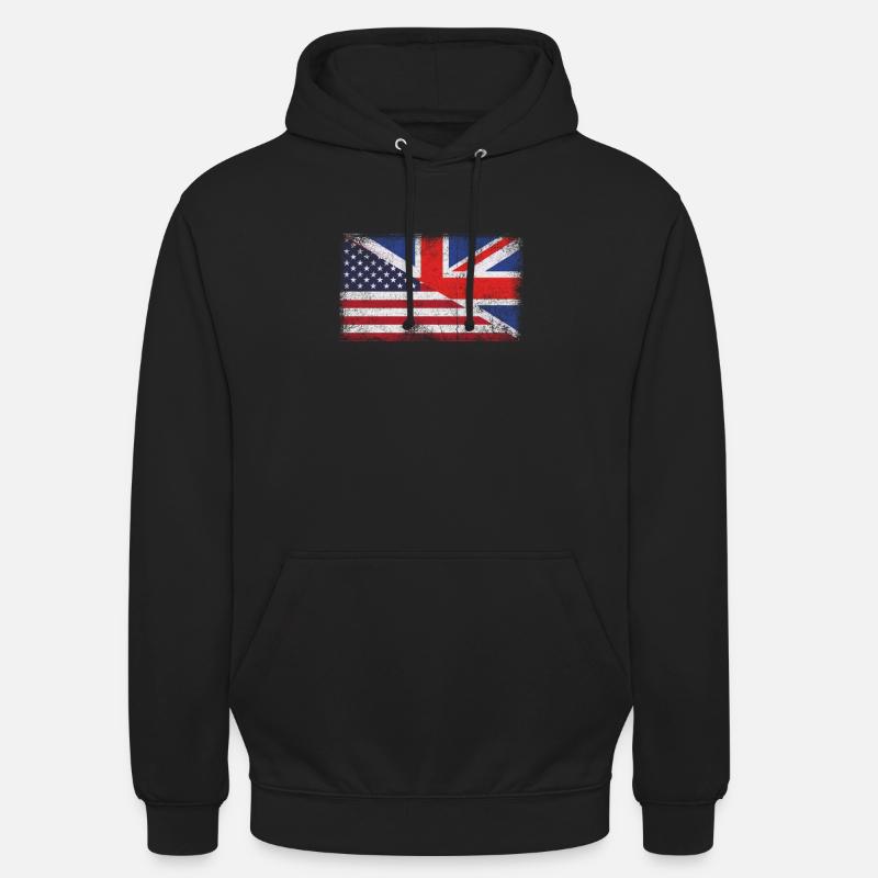 Royaume-Uni États-Unis - Sweat-shirt à capuche unisexe - noir