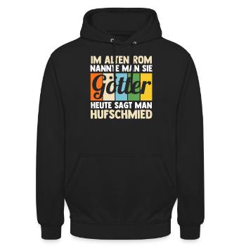 Hufbeschlagschmied Pferdeschmied Hufschmied - Unisex Hoodie - Schwarz - Vorne - Alina (178cm) & Michal (187cm)