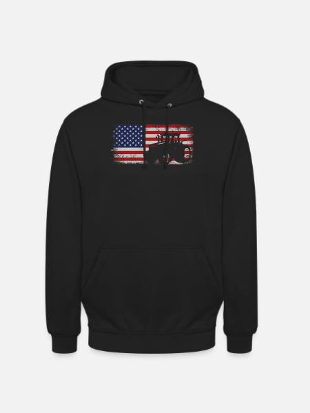 Farming Farmer American Flag Us - Unisex Hoodie - black