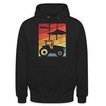 Agriculteur Rétro Vintage - Sweat-shirt à capuche unisexe - noir - Devant - Alina (178cm) & Michal (187cm)