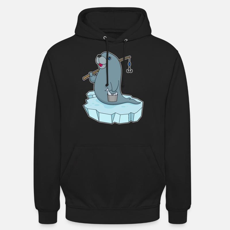 Phoque pêcheur Ange - Sweat-shirt à capuche unisexe - noir