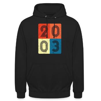 20th birthday vintage 2003 Retro Style Collage - Unisex Hoodie - black - Front - Alina (178cm) & Michal (187cm)