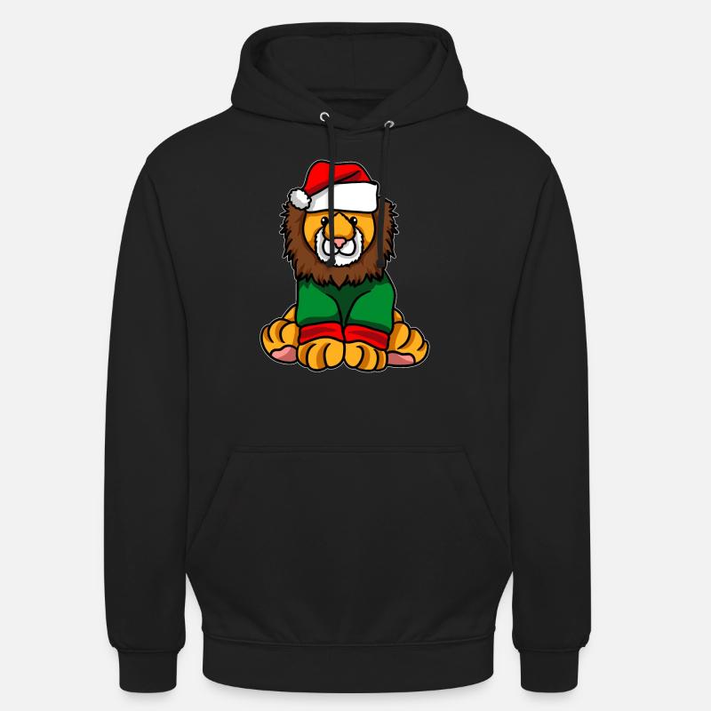 Lion avec pull de Noël - Sweat-shirt à capuche unisexe - noir