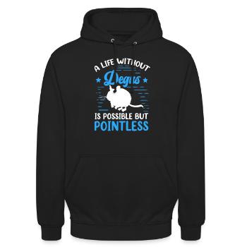 Leben ohne Degu chilenisches Nagetier Degu - Unisex Hoodie - Schwarz - Vorne - Alina (178cm) & Michal (187cm)