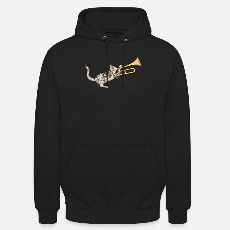 Musicien avec chat avec trombone - Sweat-shirt à capuche unisexe - noir