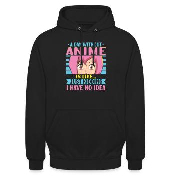 Anime Girl Manga Eyes Ein Tag ohne Anime - Unisex Hoodie - Schwarz - Vorne - Alina (178cm) & Michal (187cm)