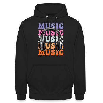 Casque de musique disco club dj festival - Sweat-shirt à capuche unisexe - noir - Devant - Alina (178cm) & Michal (187cm)