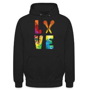 Karaoke Singer Microphone Vocalist - Unisex Hoodie - Schwarz - Vorne - Alina (178cm) & Michal (187cm)