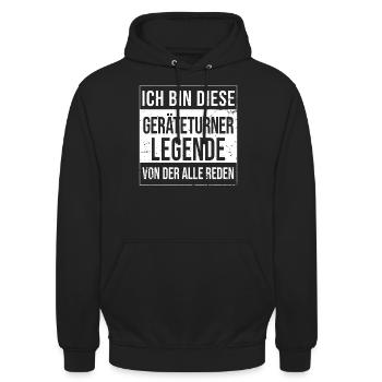 Kunstturnen Bodenturner Geburtstag Legende - Unisex Hoodie - Schwarz - Vorne - Alina (178cm) & Michal (187cm)