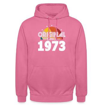 50th birthday born 1973 Original Since 1973 - Unisex Hoodie - pink - Front - Alina (178cm) & Michal (187cm)