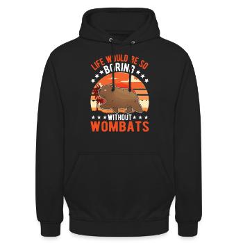 Australischer Wombat - Unisex Hoodie - Schwarz - Vorne - Alina (178cm) & Michal (187cm)